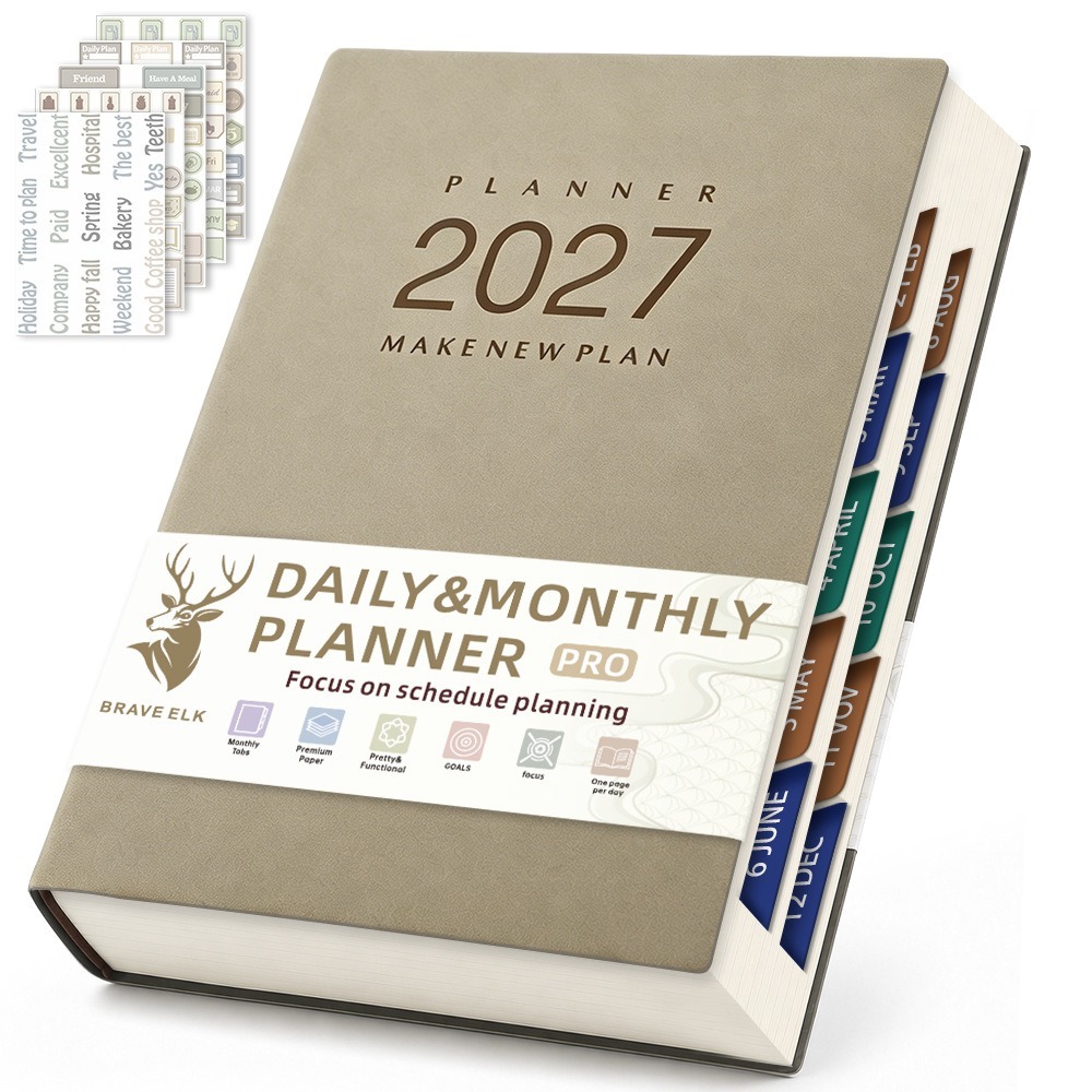 Journal Leather Hardcover - Caderno Planejador Diário Tamanho A5, Papel
