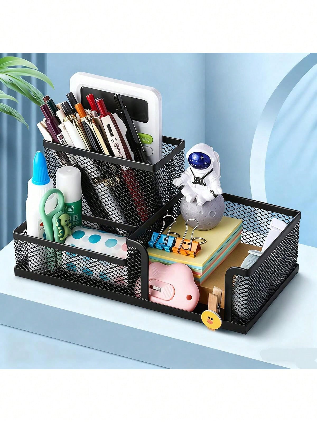 Office Supply Office Stationery Items - Organizador de mesa em metal preto,