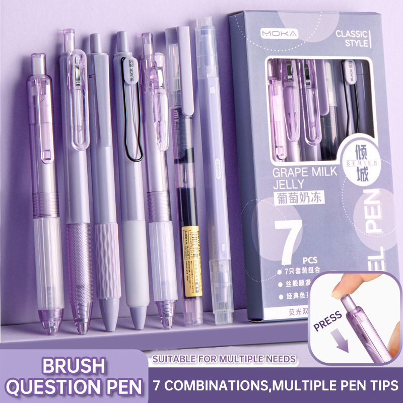 7 pçs/set imprensa gel canetas - Office Supply Office Stationery Items avaliação e preço